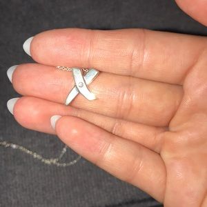 Silver Tiffany necklace with small diamond